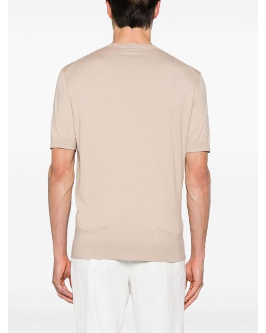 Zegna Natural Crew-neck Knitted Cotton T-shirt for men