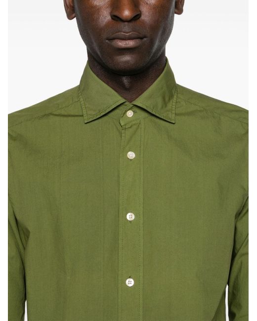 Tintoria Mattei 954 Green Cutaway-collar Cotton Shirt for men