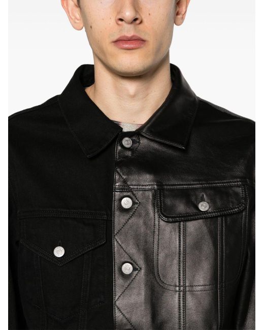 MM6 by Maison Martin Margiela Black Half-leather Denim Jacket for men