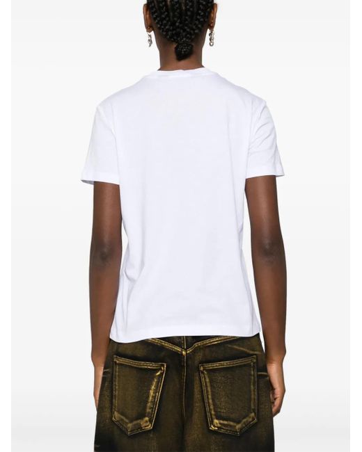 Just Cavalli White Embroidered Logo Cotton T-Shirt