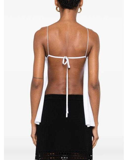 Jacquemus White Pleated Open Back Flowy Top