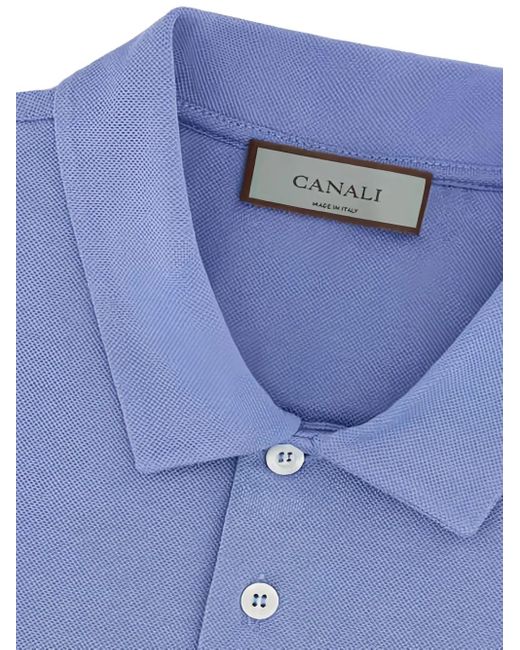 Canali Blue Button Polo Shirt for men