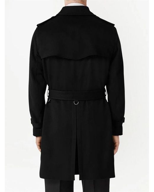 Burberry Black Cashmere Kensington Trench Coat for men