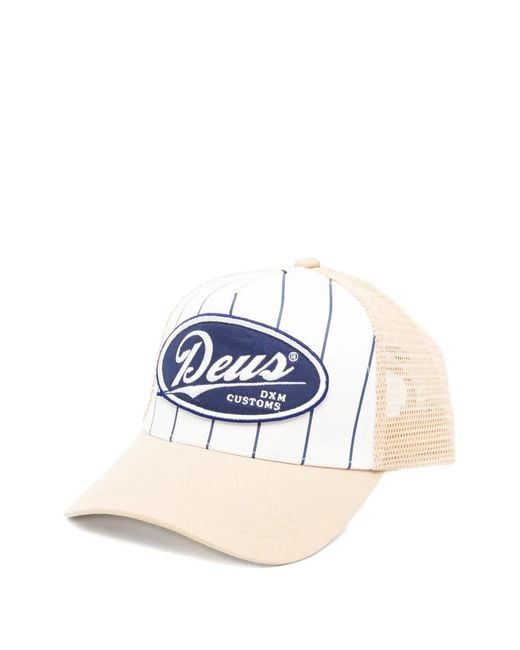 Deus Ex Machina Blue Striped Logo-Patch Baseball Cap for men