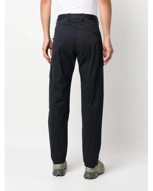 Stone Island Blue Logo-Patch Straight-Leg Trousers for men