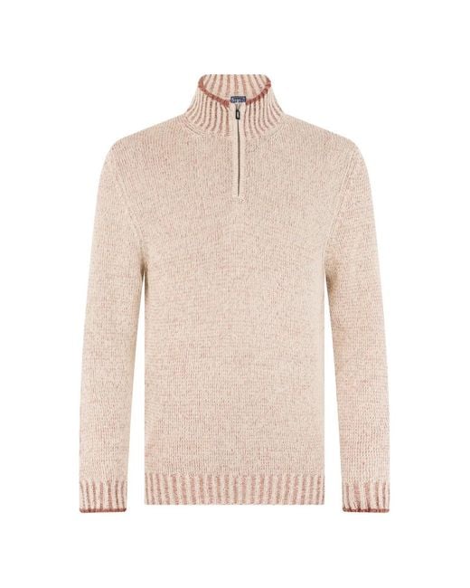 Fedeli Natural Quarter-Zip Marl-Knit Sweater for men