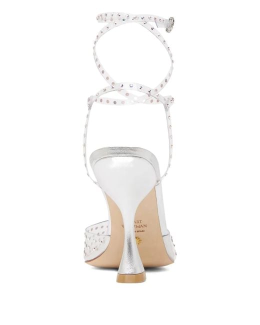 Stuart Weitzman White 100Mm Glam Xcurve Embellished Pumps