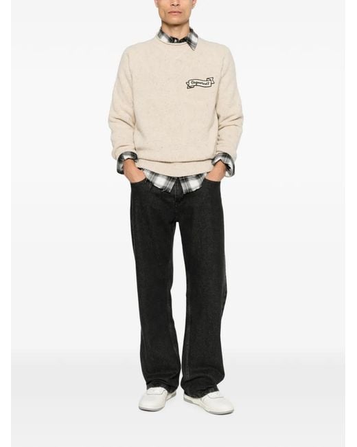 DSquared² Natural Logo-Patch Raglan-Sleeve Sweater for men