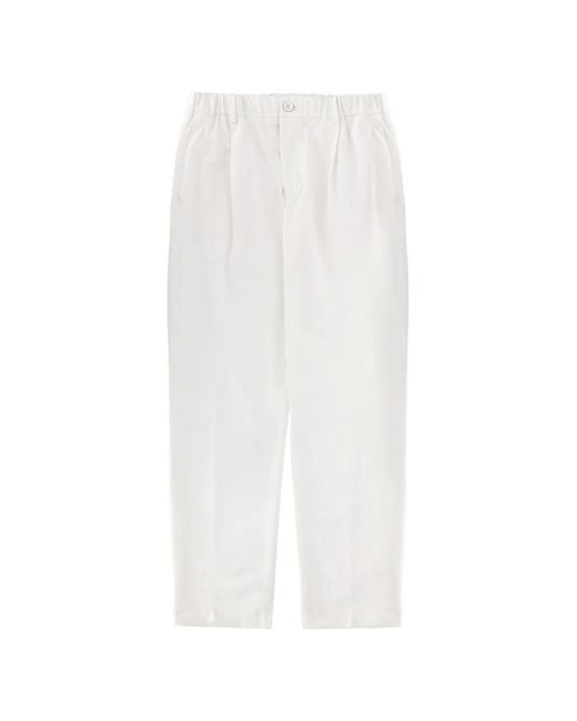 Herno White Pleated Trousers for men