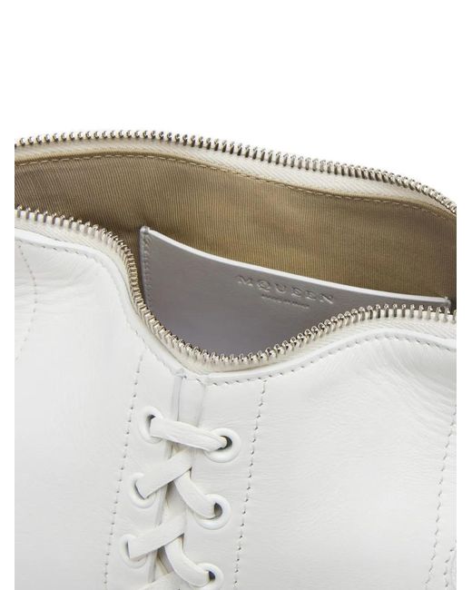 McQueen White Manta Lace-Up Clutch Bag