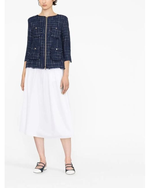 Herno Blue Zip-Up Tweed Jacket