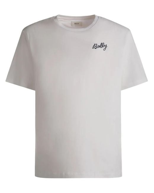 Bally White Logo-Embroidered Organic Cotton T-Shirt for men