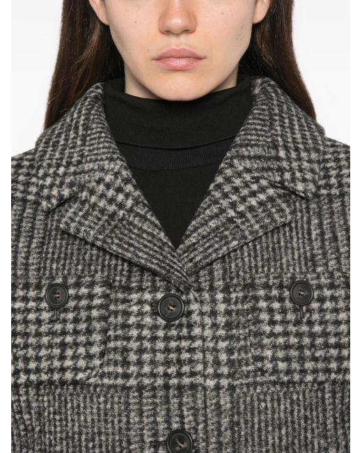 N°21 Black Check-Pattern Notched-Lapels Jacket