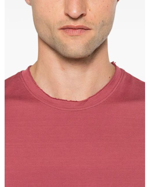 Jeordie's Pink Raw-Edge Short-Sleeve Cotton T-Shirt for men