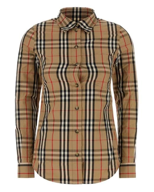 Burberry Lapwing Geruite Blouse in het Brown