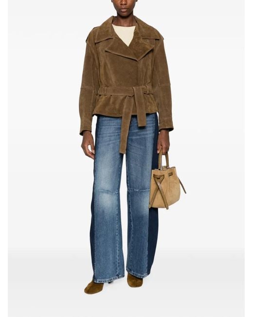 ViCOLO Brown Belted Leather Jacket
