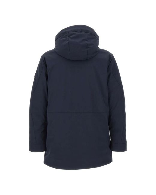 Peuterey Blue Logo-Patch Parka for men