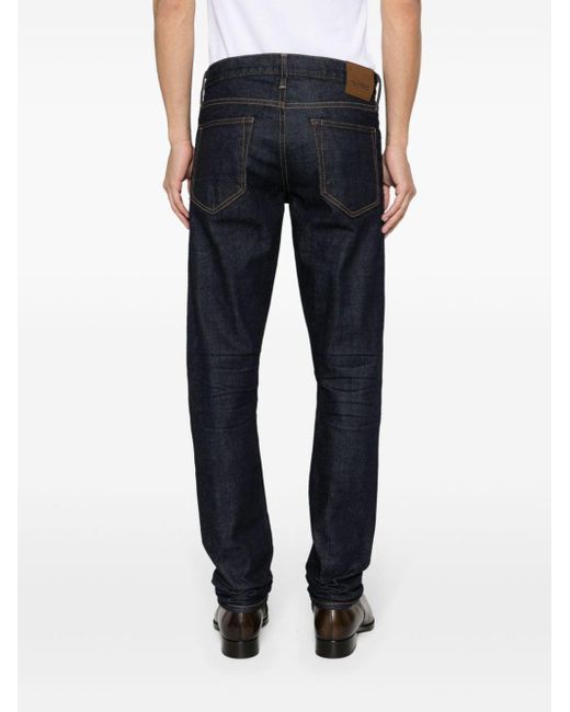 Tom Ford Skinny Jeans Met Logopatch in het Blue voor heren