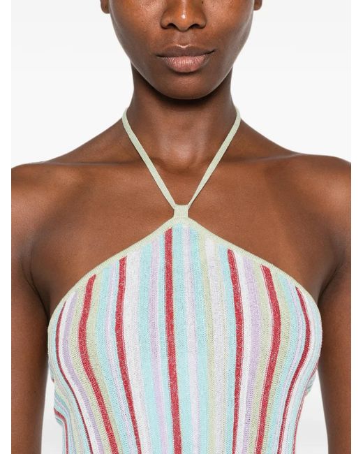 Asta Resort White Marielle Striped Halterneck Top