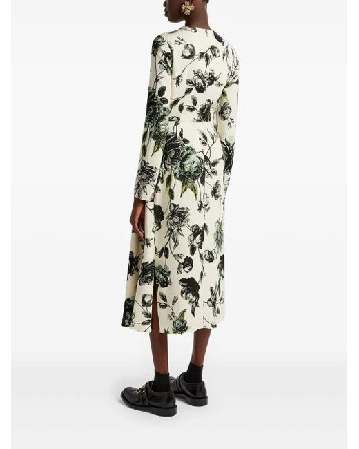 Erdem Midi-Jurk Met Gedrapeerde Hals in het White