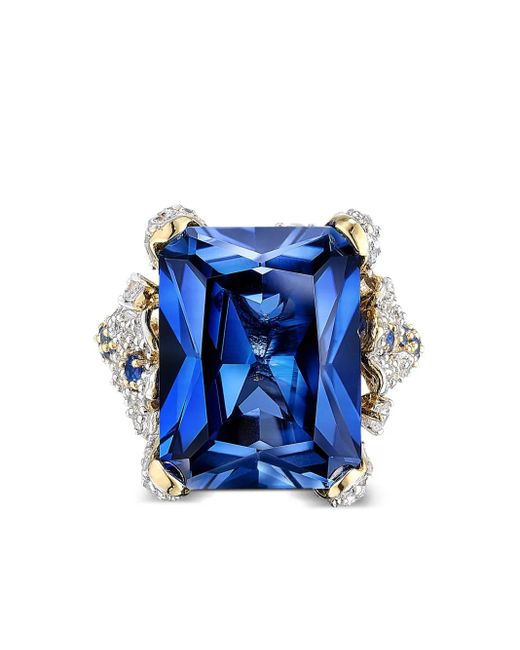 Anabela Chan Blue 18Kt Vermeil Kashmir Cinderella Sapphire And Diamond Ring