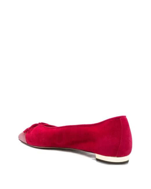 Aquazzura Red Bow-Detail Cap-Toe Flats