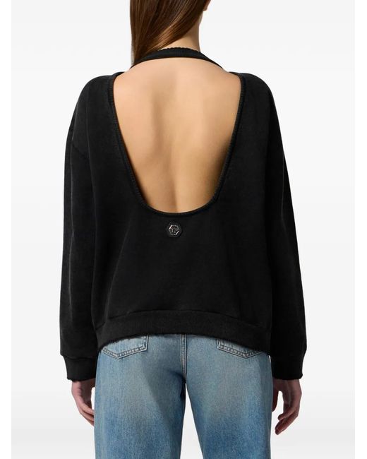 Philipp Plein Black Open-Back Sweatshirt