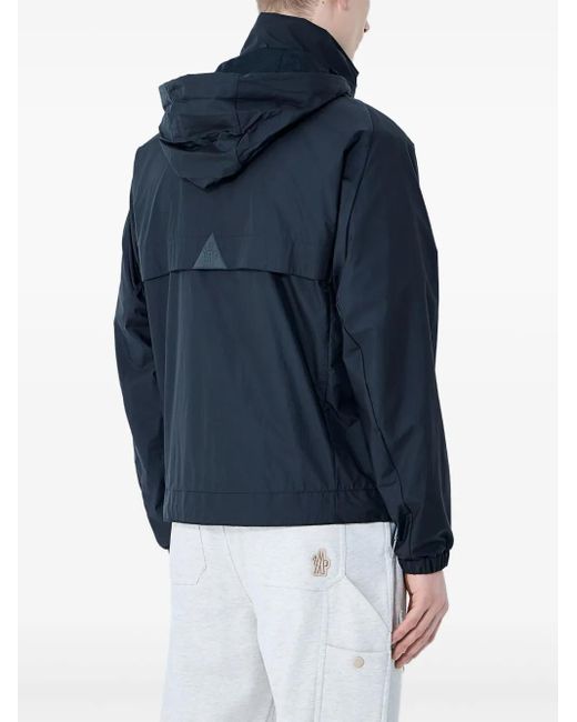 Moncler Blue Logo-Patch Hooded Jacket for men