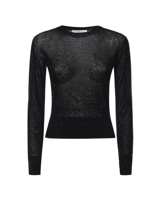 Genny Black Sequin-Embellished Semi-Sheer Sweater