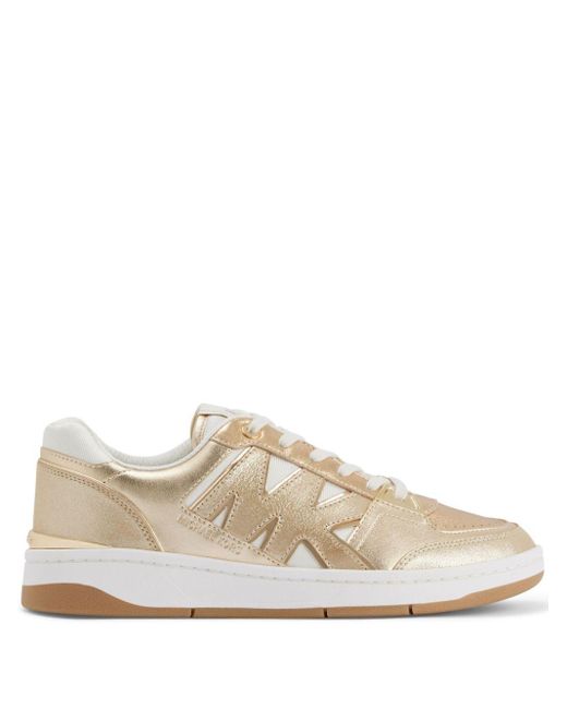 Michael Kors White Rebel Metallic Leather Sneakers