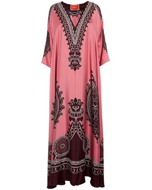 LaDoubleJ Red Printed Silk Maxi Dress