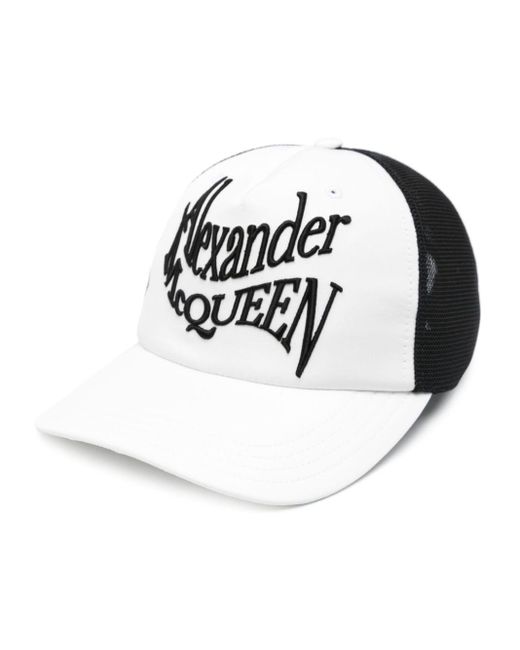 Alexander McQueen White Embroidered-logo Cap for men