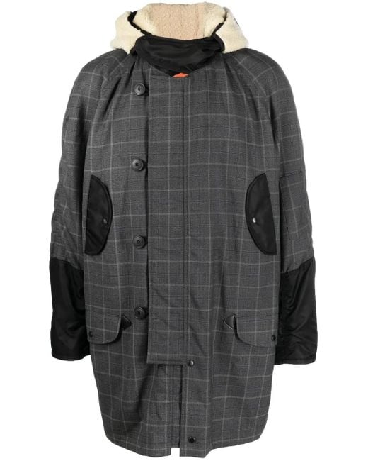 Junya Watanabe Gray Checked Patchwork Coat for men