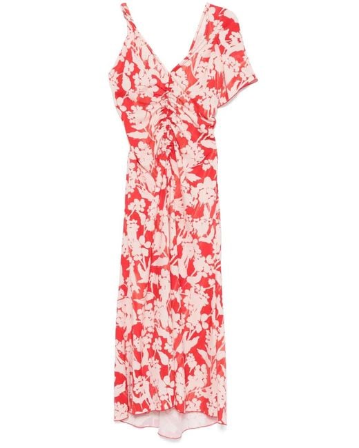 Victoria Beckham Red Floral-Print Maxi Dress