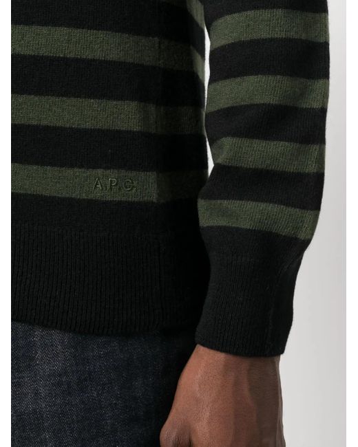 A.P.C. Black Striped Wool Jumper for men