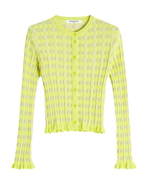 Maison Kitsuné Yellow Checkered Cardigan
