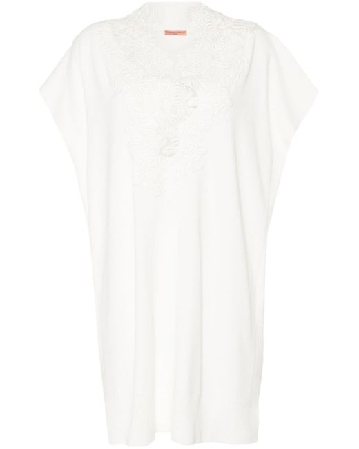 Robe ornée de dentelle à col v Ermanno Scervino en coloris White