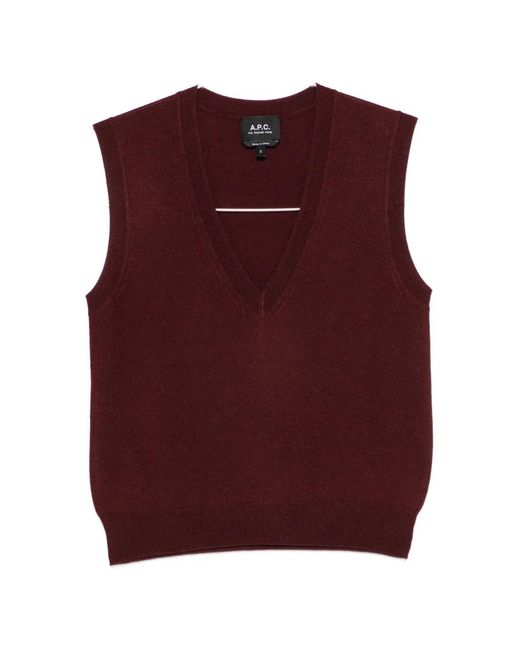 A.P.C. Purple V-Neck Knitted Top