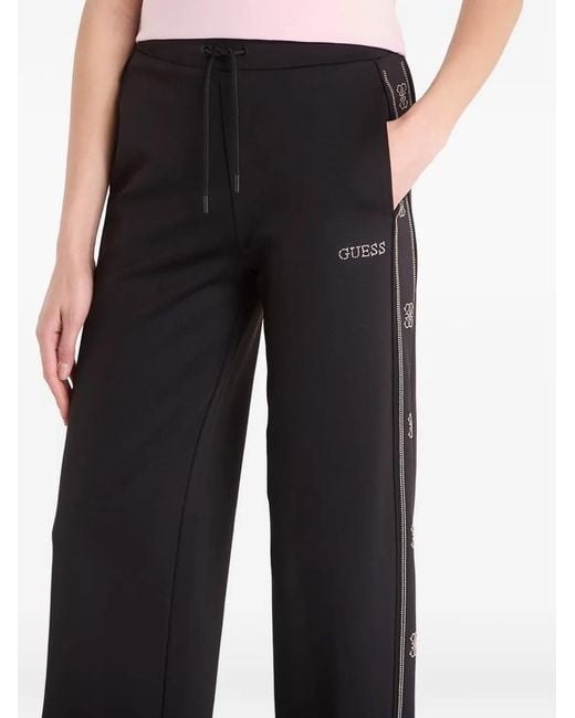 Guess Black Logo-Embellished Track Pants