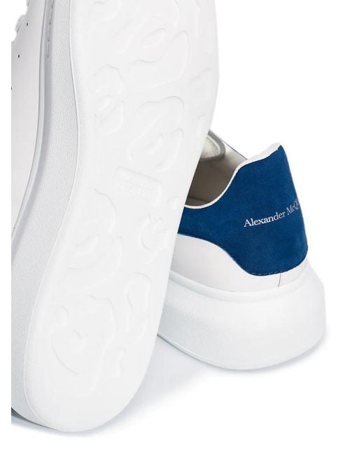 McQueen White Oversize Sneakers With Avio Blue Suede Spoiler