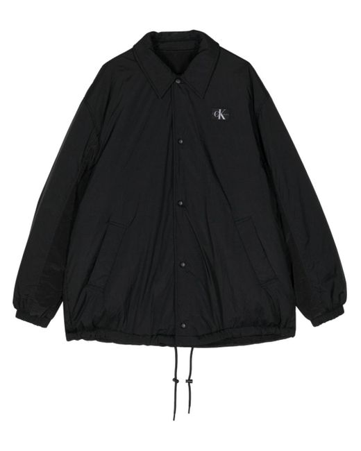 メンズ Calvin Klein ストレートカラー シャツジャケット Black