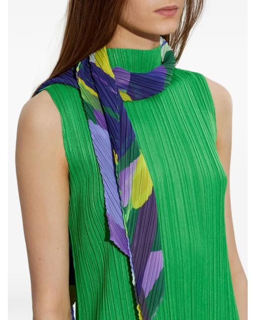 Pleats Please Issey Miyake Green Pleats Please Abstract-Print Scarf