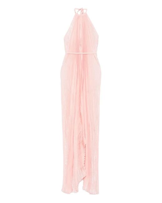 L'idée Pink Pleated Halterneck Gown