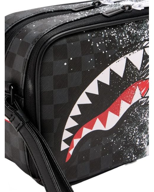 Sprayground Black Scribble Dribble Check Wash Bag for men
