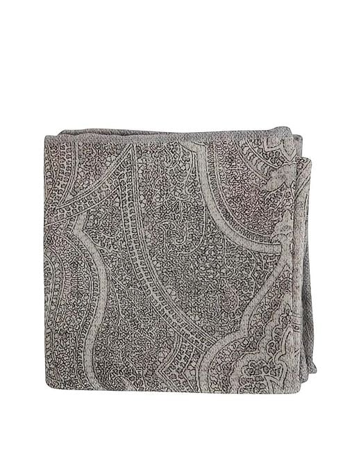 Brunello Cucinelli Gray Paisley-Print Silk Square Scarf for men
