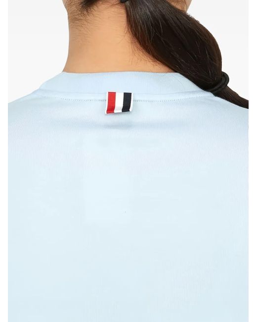 Thom Browne Blue Four-Bar Sleeve-Detail Sweater