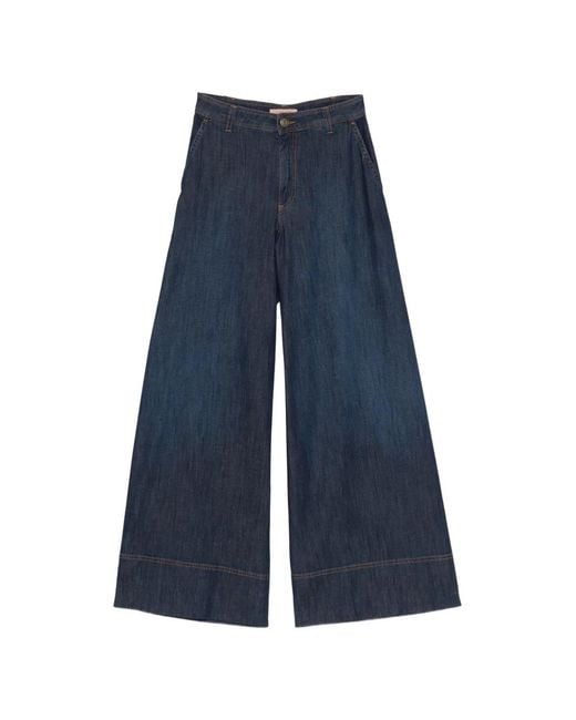Twinset Blue Wide-Leg Cotton Jeans