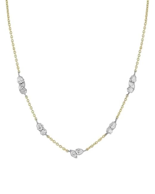Jade Trau Natural 18K And Platinum Posey Two-Tone Station Diamond Necklace