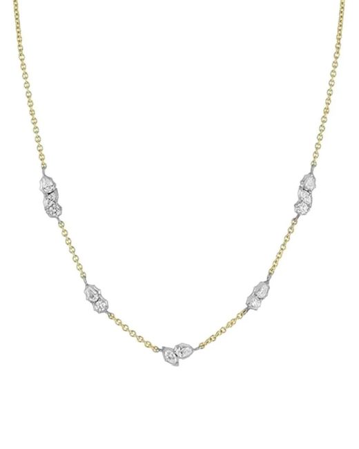 Jade Trau Natural 18K And Platinum Posey Two-Tone Station Diamond Necklace