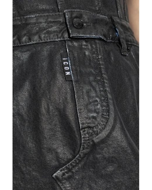 DSquared² Black Coated-Finish Mini Dress